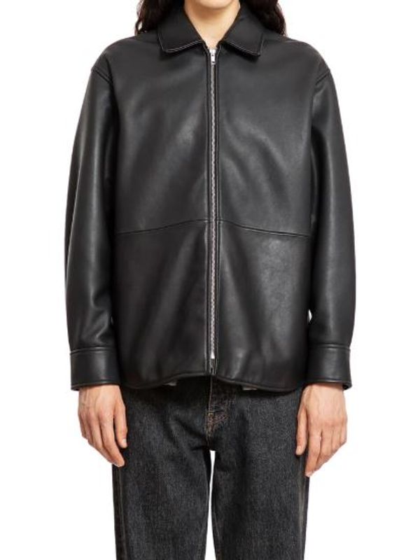 Zip-up Leather Shirt Jacket