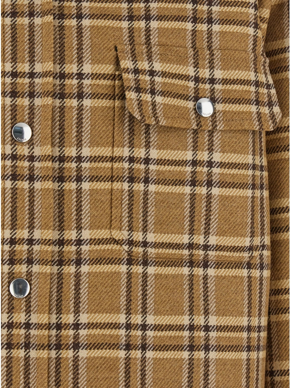 Check Pattern Wool Blend Overshirt