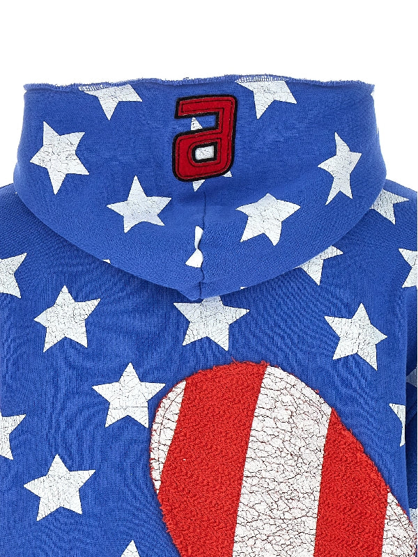 Flag Print Swirl Panel Hoodie