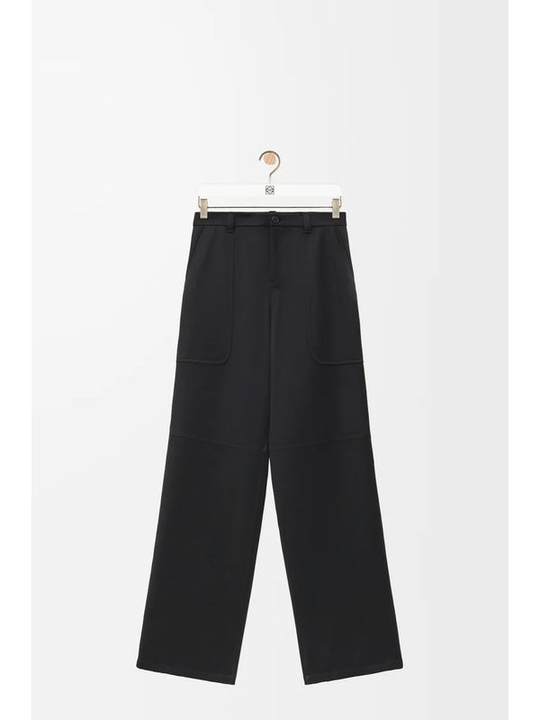 Logo Label Wool Cargo Pocket Pants