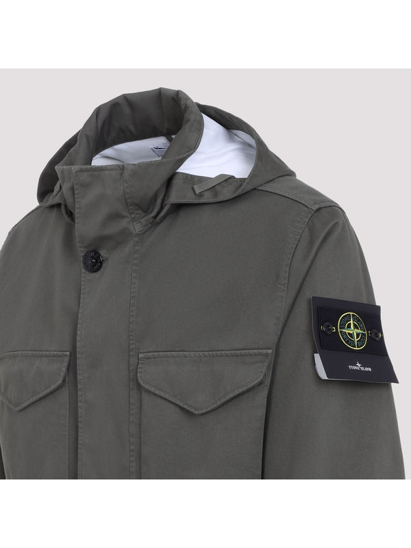 Wappen Patch High-Neck Cotton Hooded Jacket