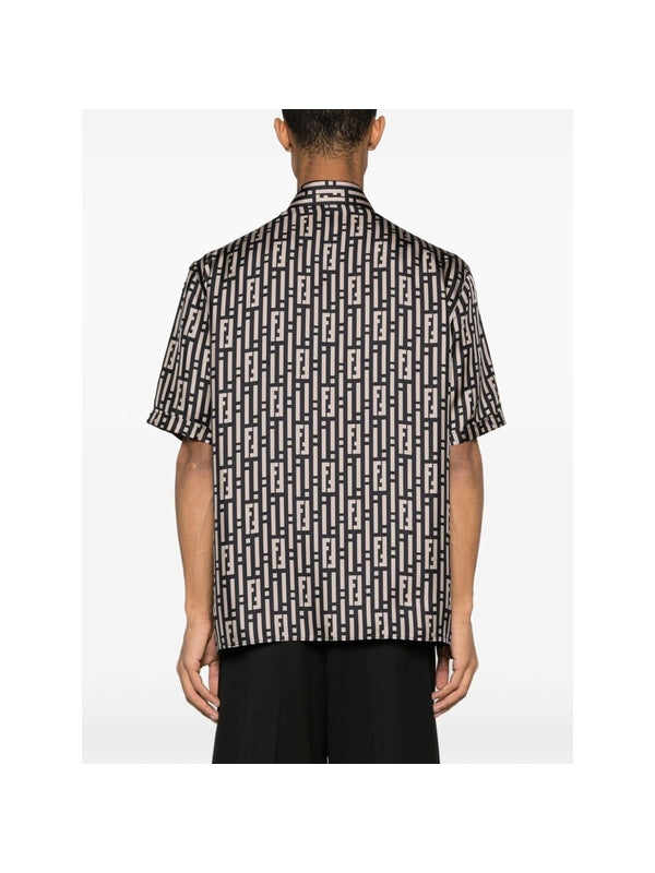 Allover Logo Printing Silk
  Short Sleeve Shirt