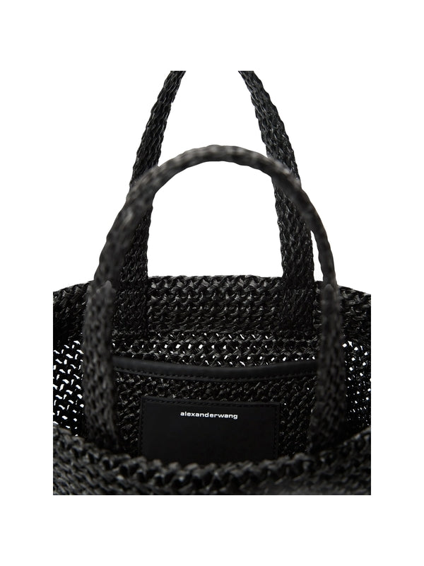 Logo Patch Raffia Small Tote
  Bag