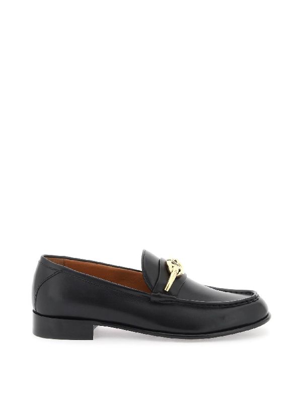 V Logo-embellished Leather Loafers