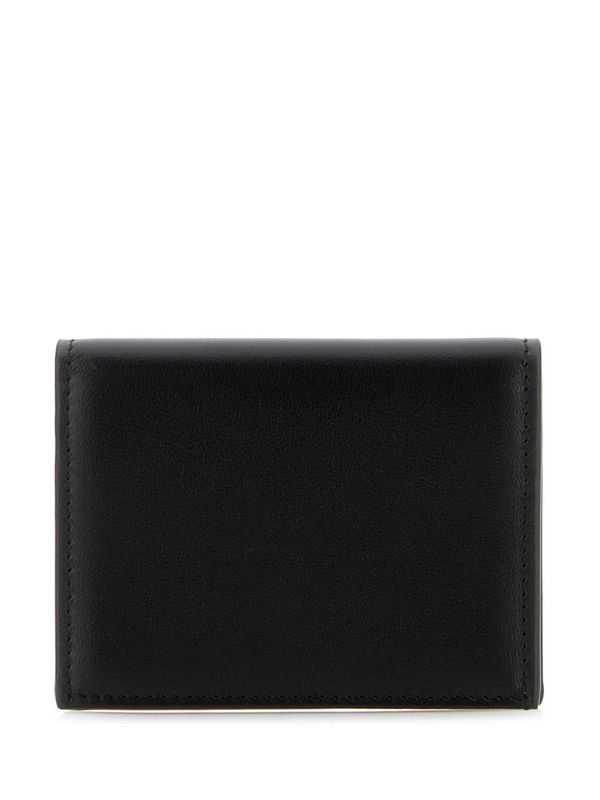V Logo Leather Card Wallet
