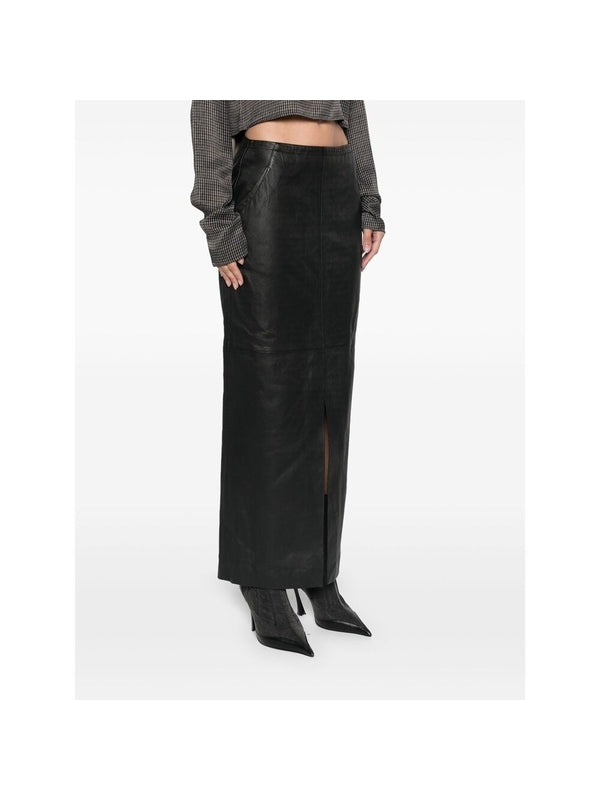 Slit Leather Skirt