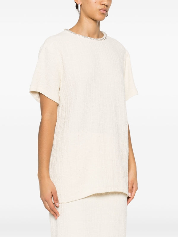 Crystal Neckline Short Sleeve
  T-Shirt