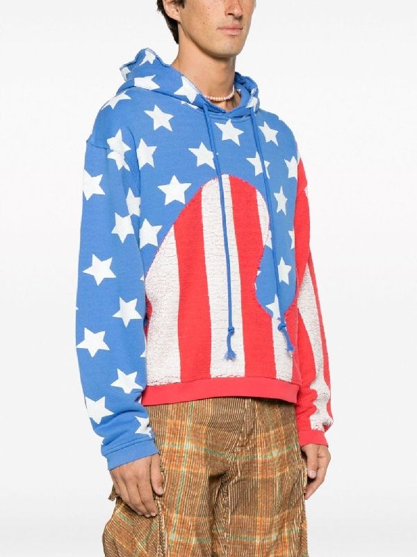 Flag Print Cotton Hoodie