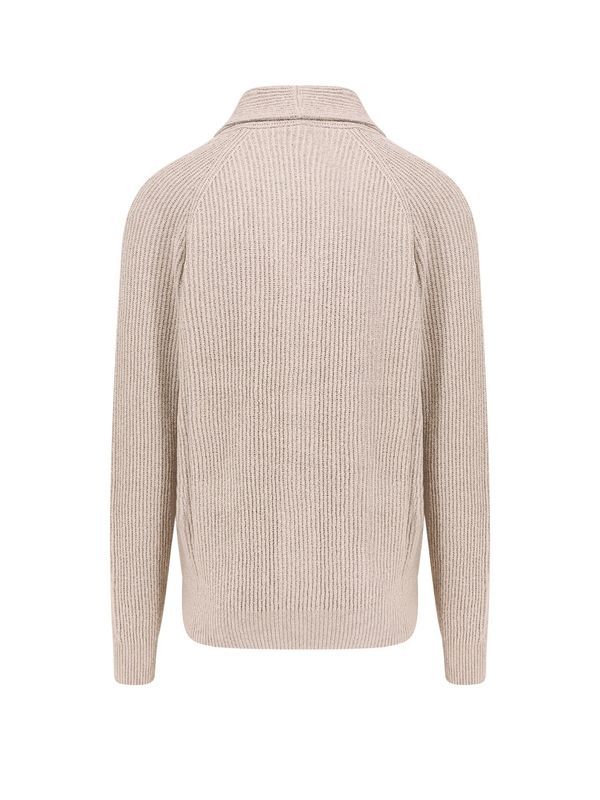 Beige Rib Cotton Cardigan