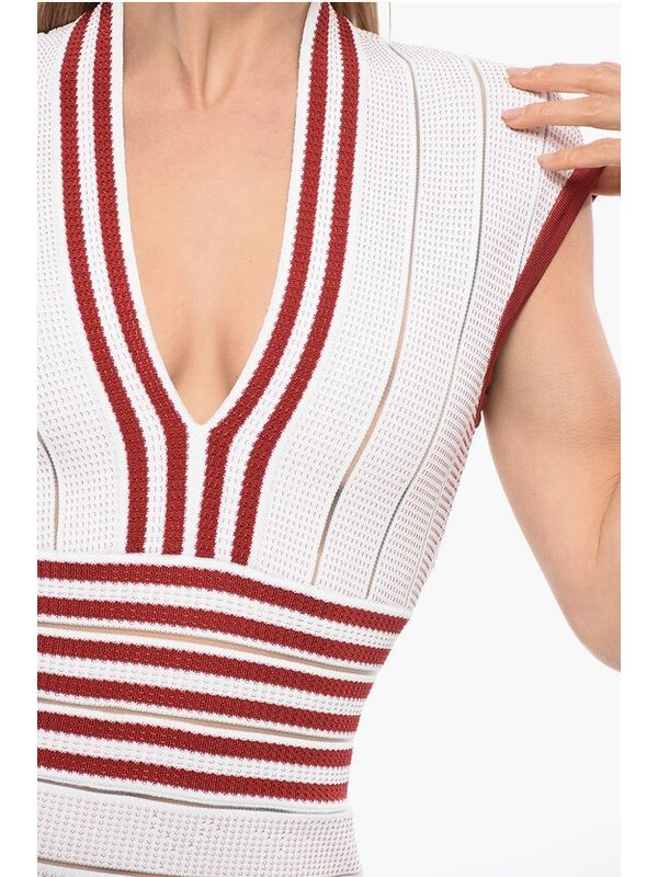 V-Neck Stripe Knit Dress