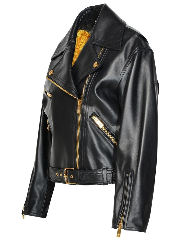 Belted Leather Biker Jacket