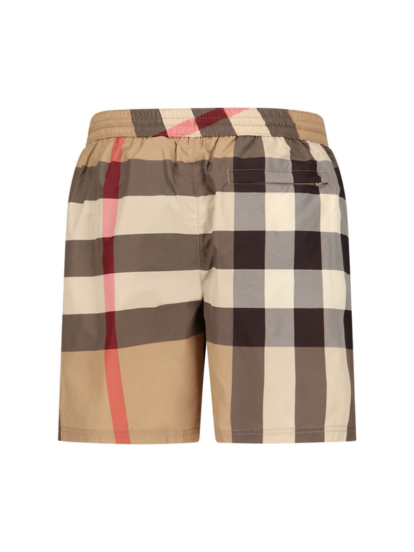 Vintage Check Drawstring Swim Pants