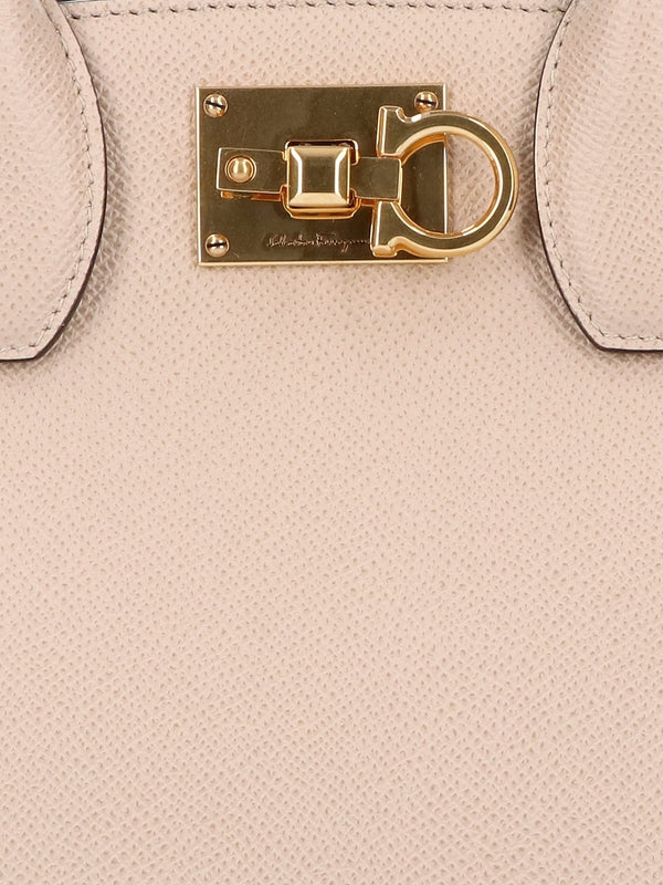 FERRAGAMO - Studio Gancini Buckle Leather Tote Bag - Jente