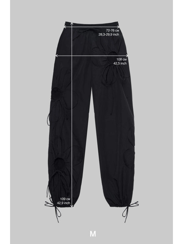 Flower Cut-Out Nylon Pants