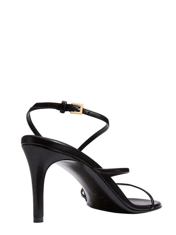 Black Leather Sandal Heels