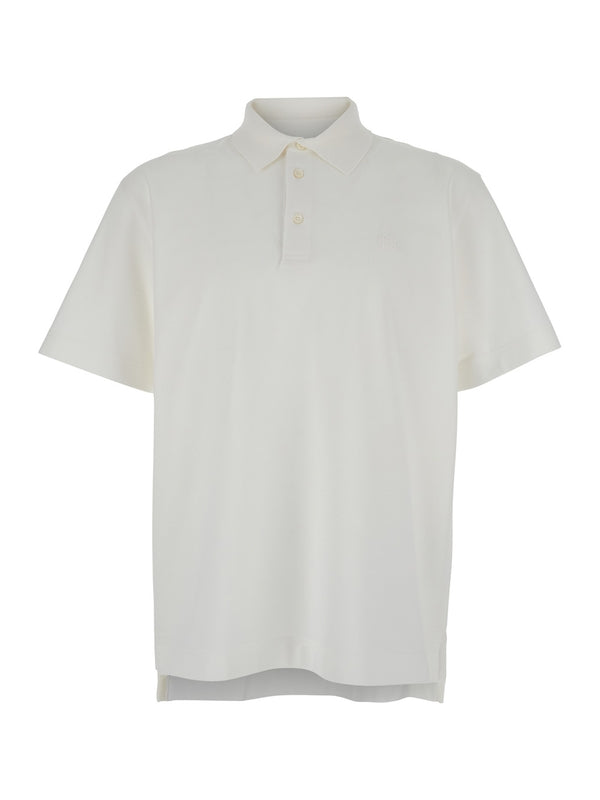 White Polo Shirt with Logo Embroidery on the Front in Cotton Man Polo Shirts