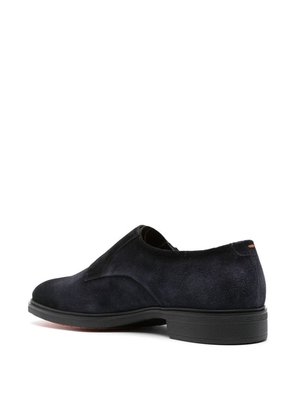 Double Buckle Suede Monk Strap Shoes