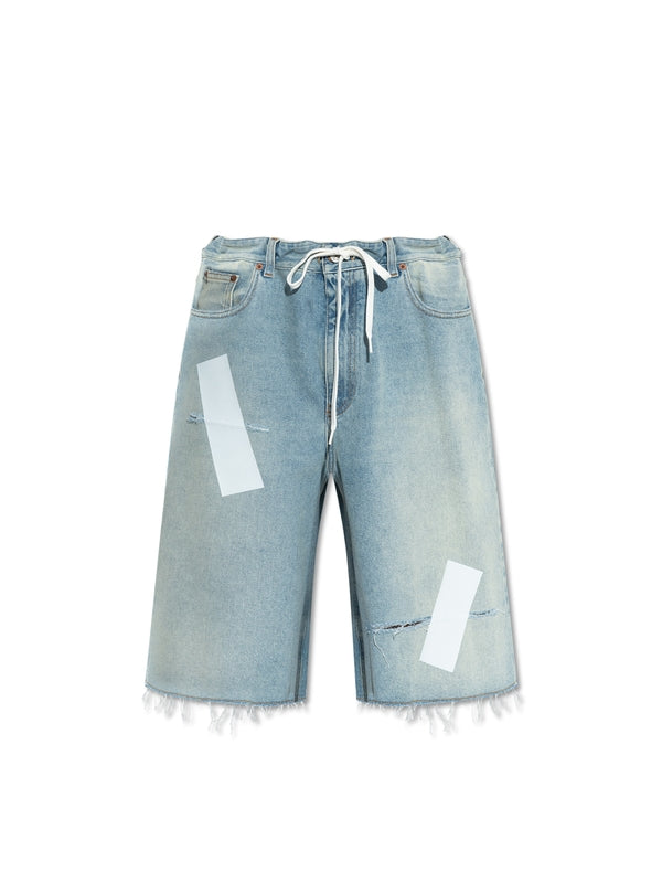 Distressed Washing
  Denim Bermuda Shorts