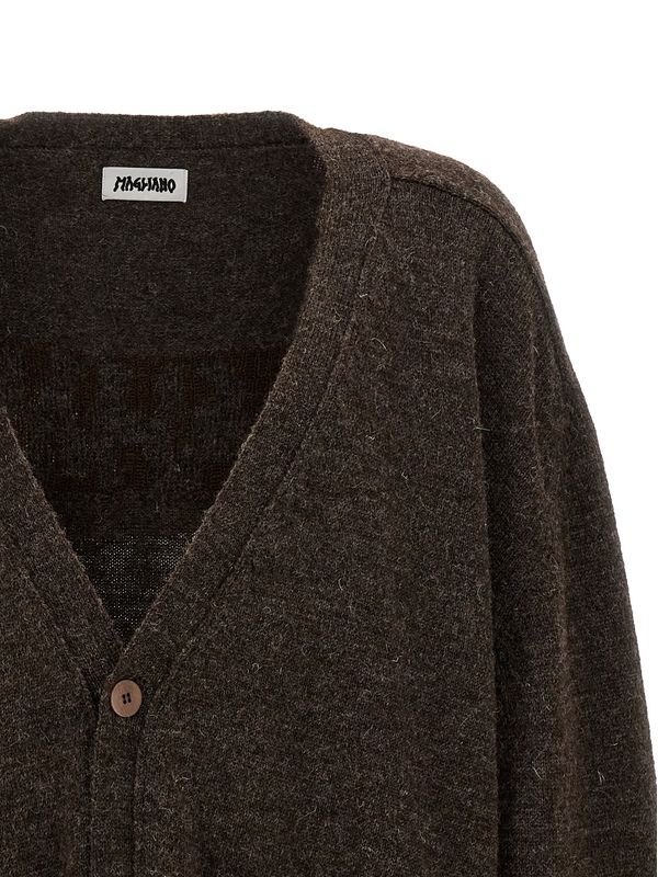 Logo Jacquard Wool Cardigan