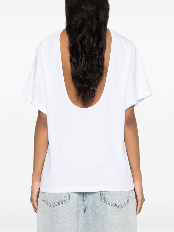 Open Back
  Cotton Crewneck T-Shirt