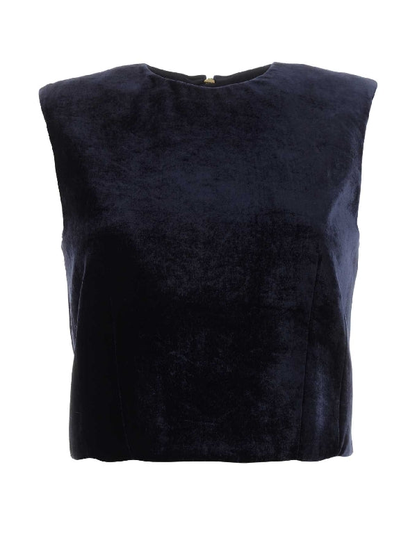 Back Metal Zipper Velvet Top