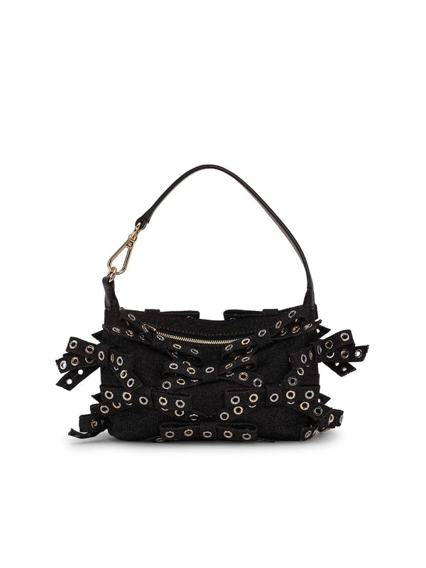 Butterfly Eyelet Bow Denim
  Shoulder Bag