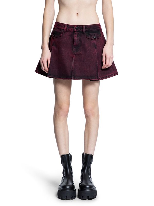 Washed Detail Pleated Denim Mini Skirt