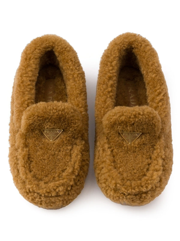 Triangle Logo Shearling Loafers