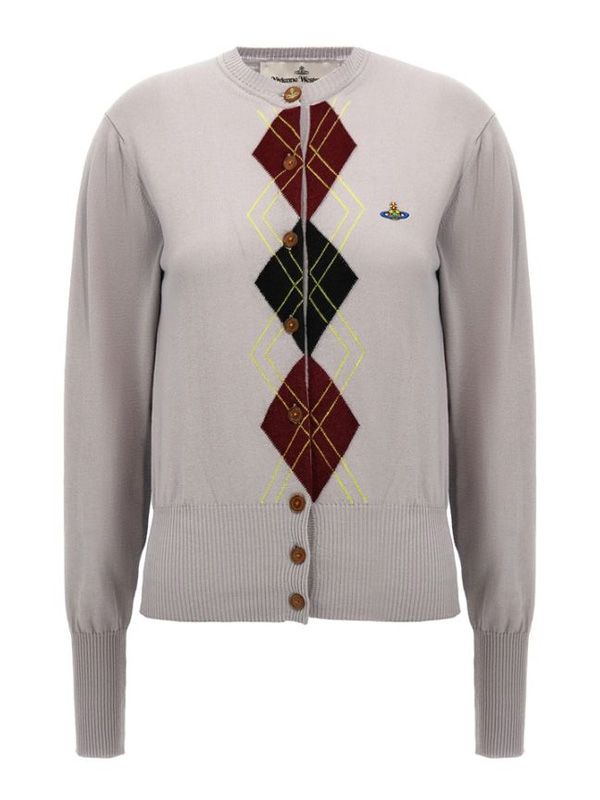 Orb Logo Argyle Pattern Cardigan