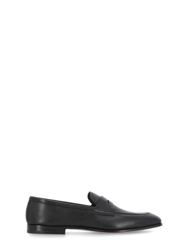 Black Leather Penny Loafers