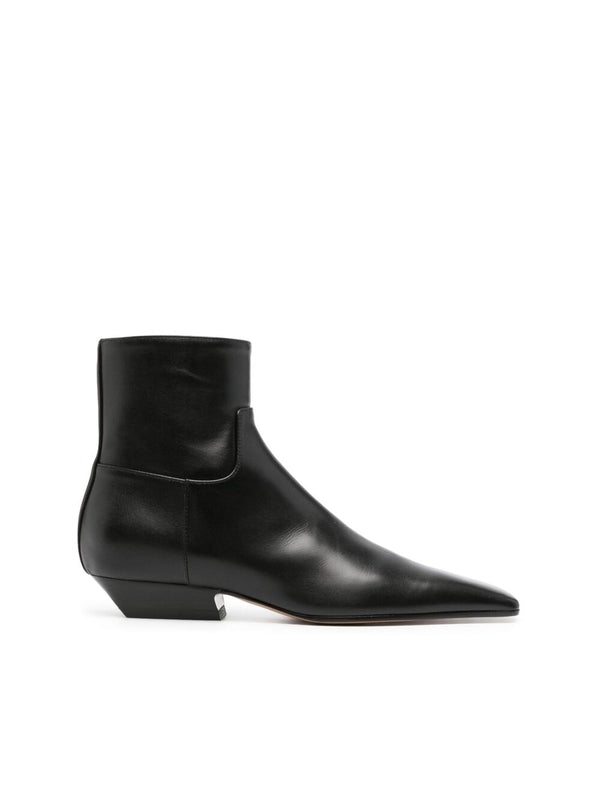 Panel Detail Leather Ankle Boots