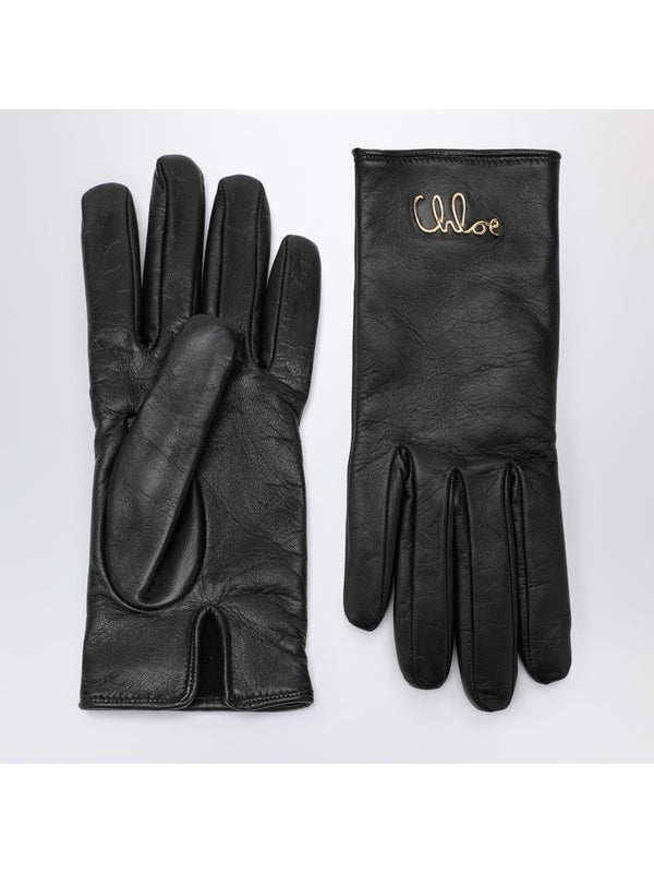 Chloe Black Leather Gloves