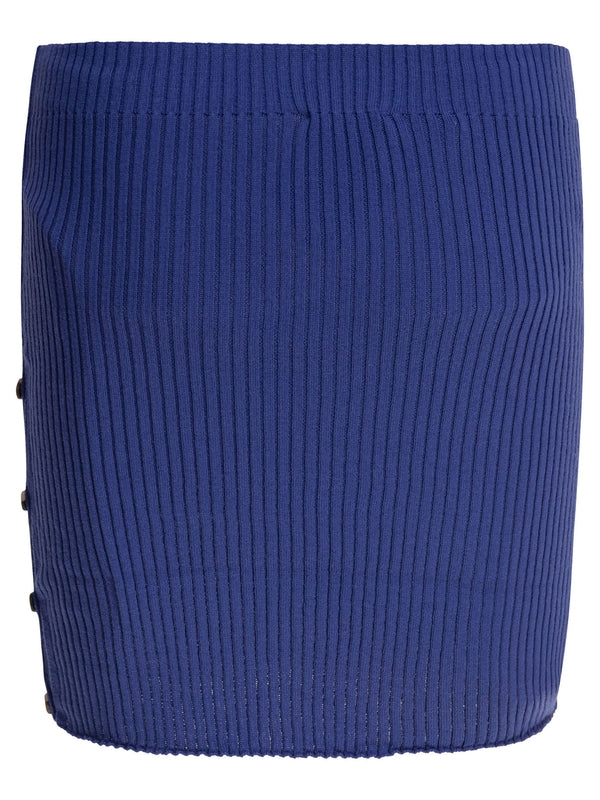 Button Detail Rib Mini Skirt
