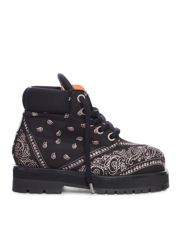 Bandana Leather Lace-up Boots