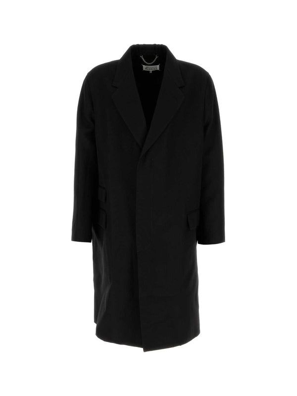 单排扣羊毛真丝大衣