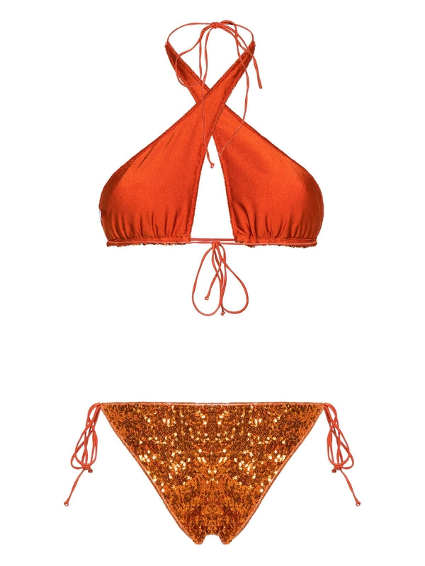 Sequin Halterneck Bikini Set