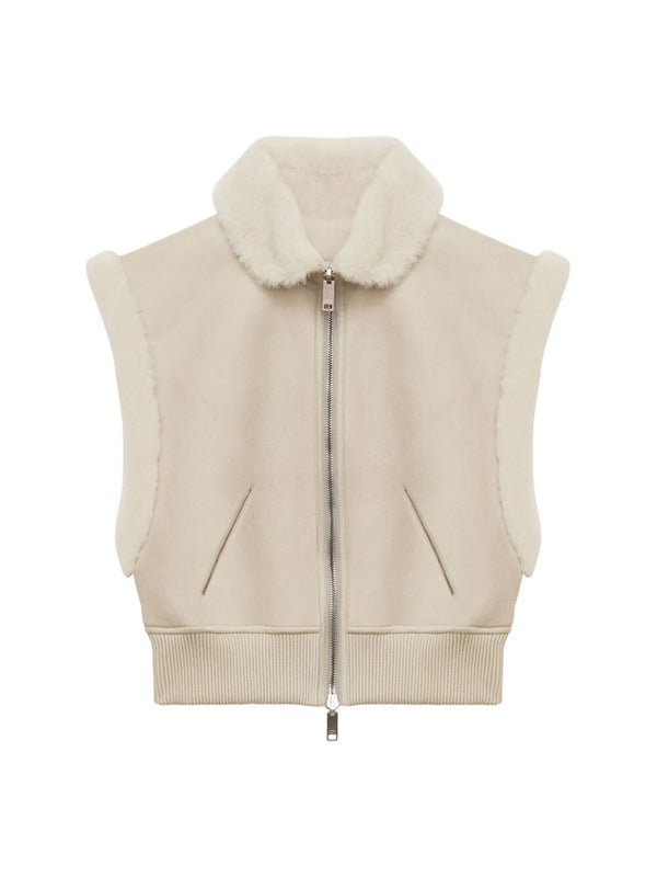 Shearling Zipper Leather Vest