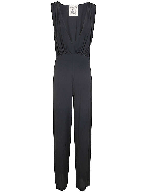 V-neck Gathered Jumpsuit