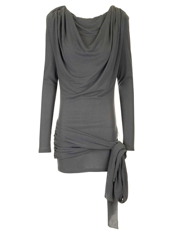 Waterfall Draped Mini Dress