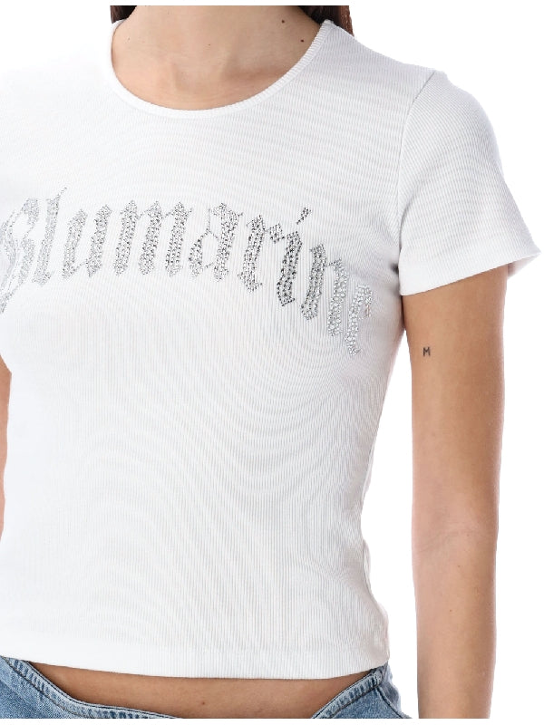 Rhinestone Logo Cotton Short Sleeve
  T-shirt