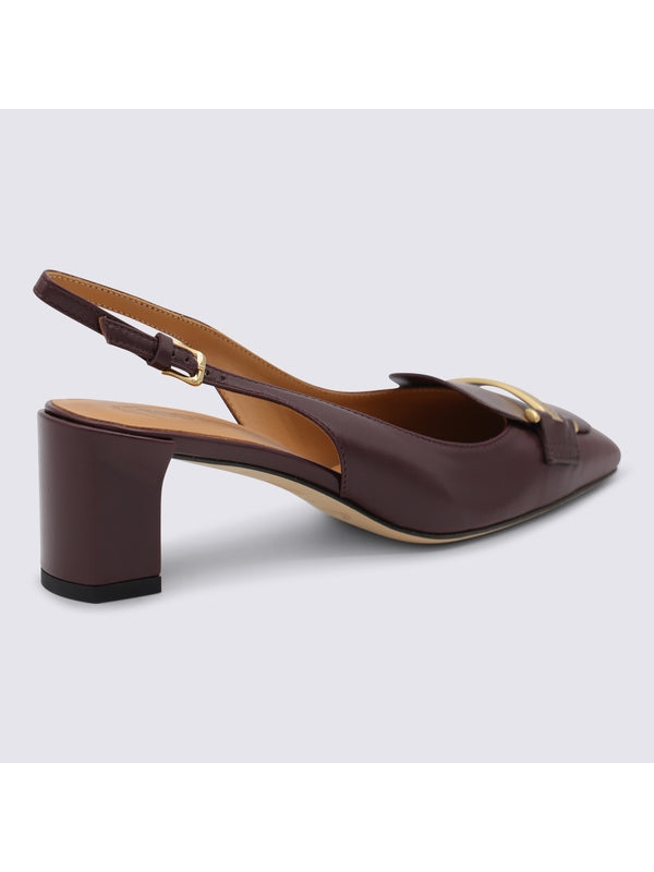Tod'S Burgundy Slingback Heels