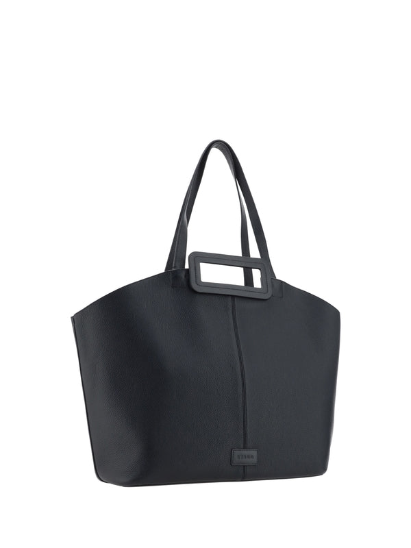 Logo Patch Leather Tote Bag