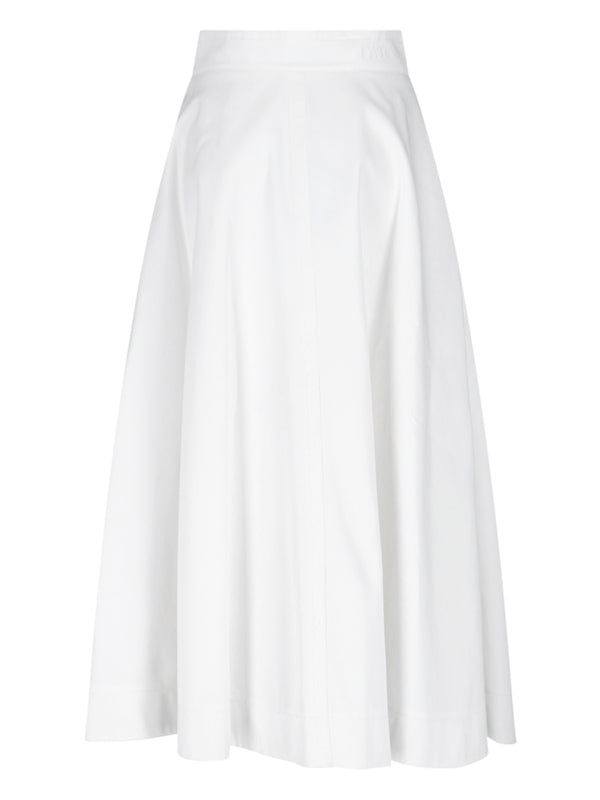 Pleated Cotton Midi Skirt