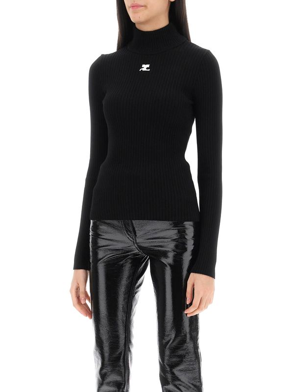 Re-Edition Logo Patch High-Neck Ribbed Knit