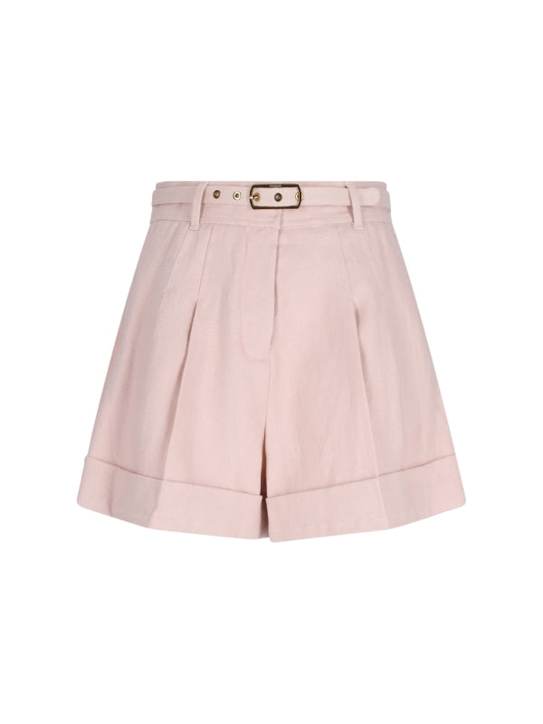 Belted Linen Shorts