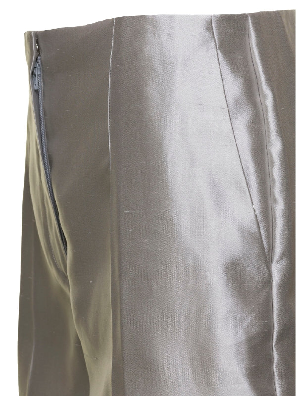 Metallic Silk Slim Pants