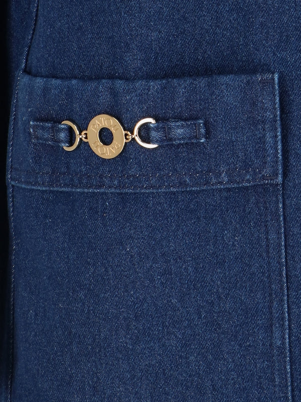 Pocket Detail Zip-Up Denim Dress