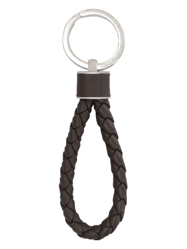 Intrecciato Leather Strap Key Ring