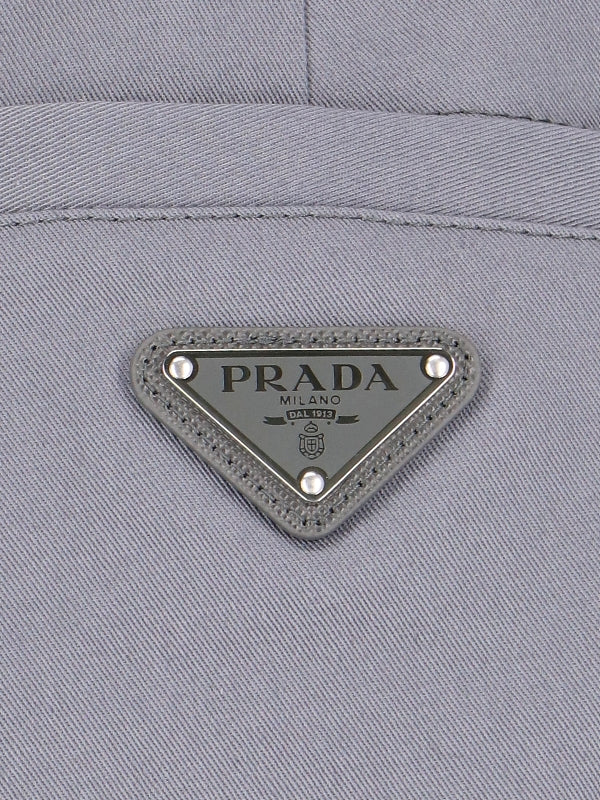 Triangle Logo Stretch Cotton Carrot Pants