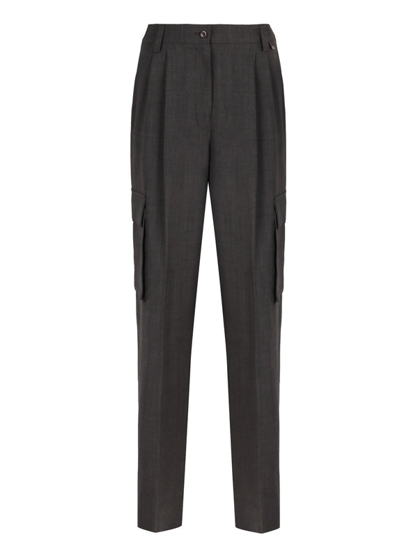 Wool Blend Pleats Pants